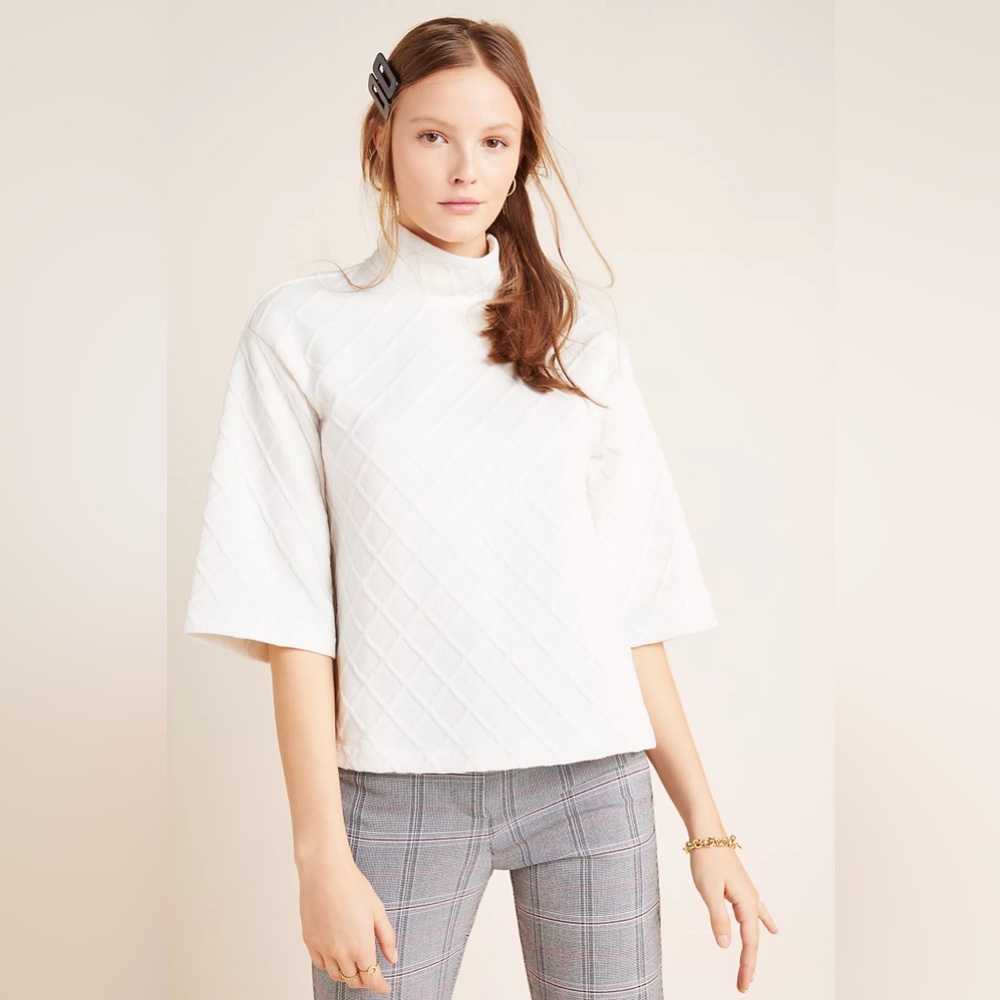 SUNDAY IN BROOKLYN by ANTHROPOLOGIE Mollie Button Shoulder Top in White